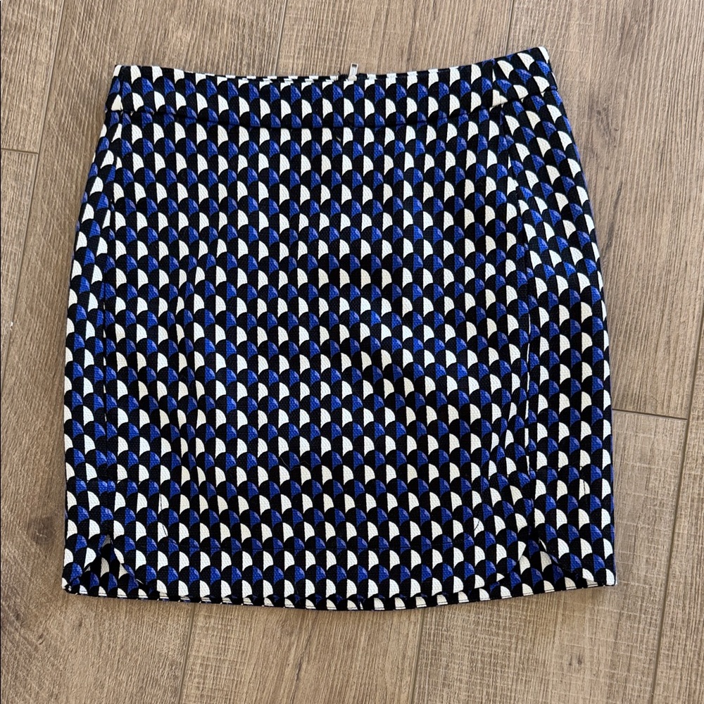 J. Crew Blue and Black Patterned Mini Skirt